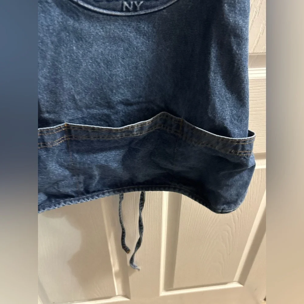VTG TYCA Patriotic Embossed Buffalo New York USA Denim Blue Apron Heavy Duty
